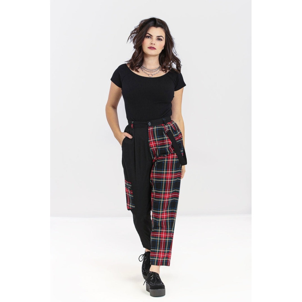 Hell Bunny - Heather Broek rechte pijpen - Zwart/Rood